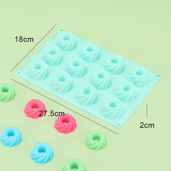 IC 12 Huller Silikon Kanel Form Rektangulære Spiral Donuts Flat
