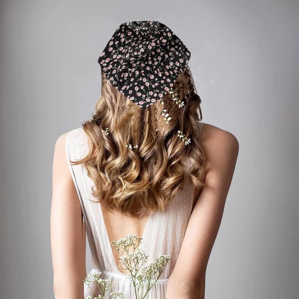 Blomstret Hår Tørklæde Pandebånd Sæt, Chiffon Elastisk Boho Bandana Hovedbeklædning til Kvinder, One Size, 5 Farver