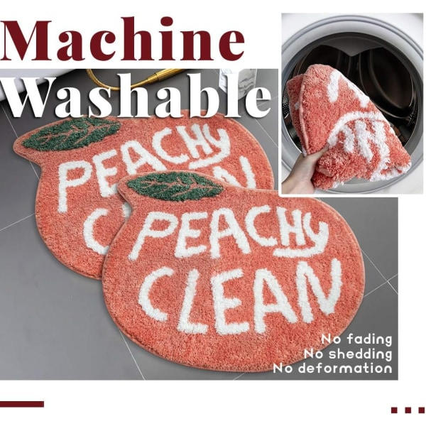 IC Peach badmatte Peachy Clean badmatte for baderom Sklisikker korallrosa baderomsteppe Vaskbar badekarmatte Toalettmatte (25,2\"X20,5\")