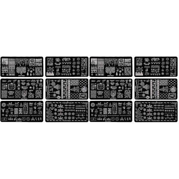 18 kpl joululeimasinlevyä Nail art Nail art Stencilit 12 kpl 12x6x0,1cm 12 kpl 12x6x0,1cm