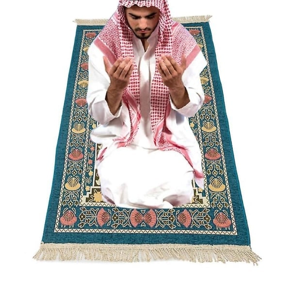 Islamsk bönematta i Chenille, tjock, blommig