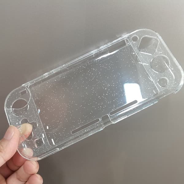 Hardt etui til Switch Lite, gennemsigtigt glitter fuld dækning skal med grebsdæksel, til gaming