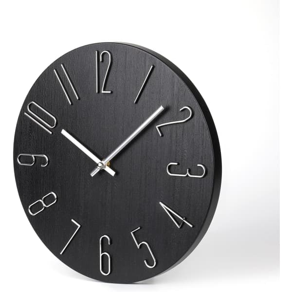 IC Väggklocka 12\" Tyst Icke-Tickande Modern Stil Träväggklockor Dekorativa Silver