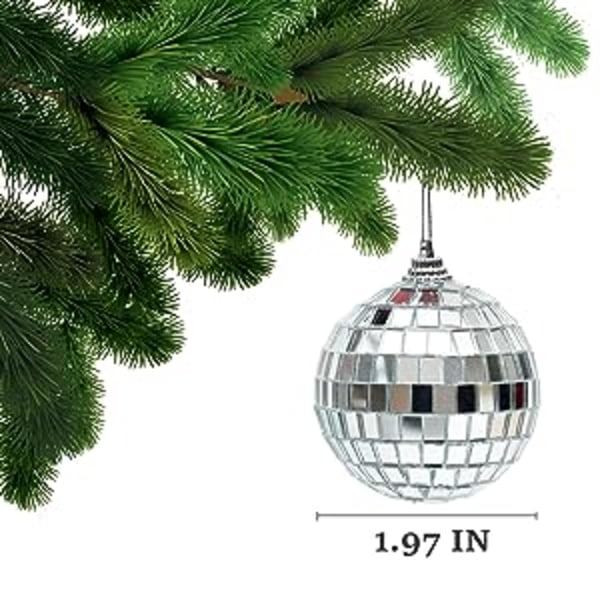 6 st 1,97 tums discokula spegel fest julgransprydnad dekoration med fästrem