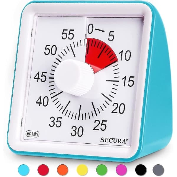 60-minuters visuell timer, nedräkningsklocka för klassrummet, tyst timer för barn och vuxna