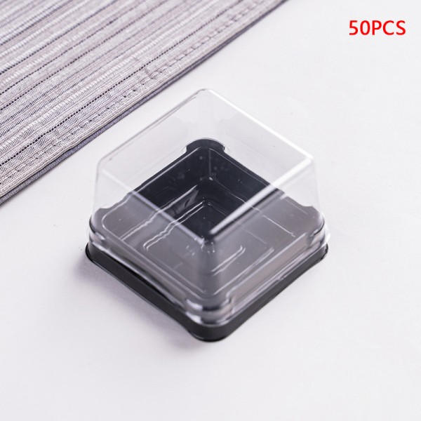 IC 50 stk. Mini Dessert Tårtæske Beholder Transparent Cupcake Kage Sort 2