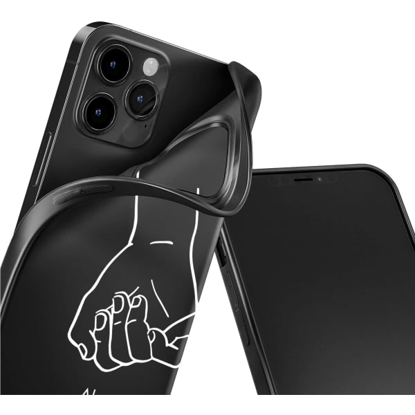IC Svarta matchande telefonfodral kompatibla med - iPhone 12 Mini - 5,4 tum för par cover Estetiska händer Söt jubileum
