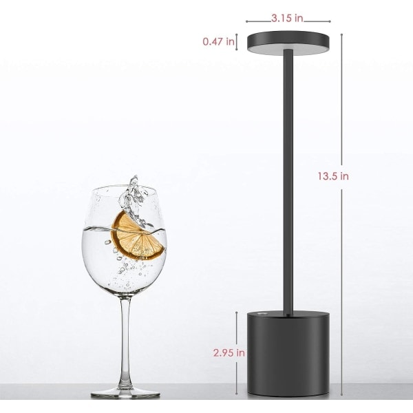 IC Trådløs Bordlampe, LED Metal USB Opladbar 6000mAh 2-Niveau Lysstyrke Natlampe Skrivebordslampe Læselampe (Guld)