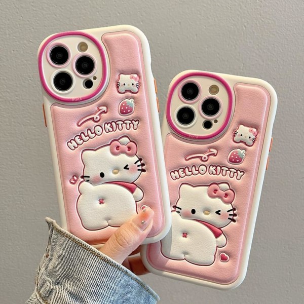 IC Cartoon Case for iPhone 12 Pro 6.1'', Kawaii Cute Kitty Cat-deksel Silikon 3D-deksel Mjuk TPU Støtsikker beskyttelse for barn, flickor og kvinner