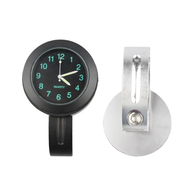 IC Luminous Clock Ohjaustangon Kiinnitys Moottoripyörälle Skootterille Musta