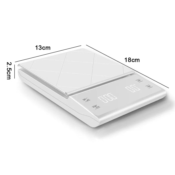 IC Kaffevekt med timer 0,1g høy presisjon Hvit