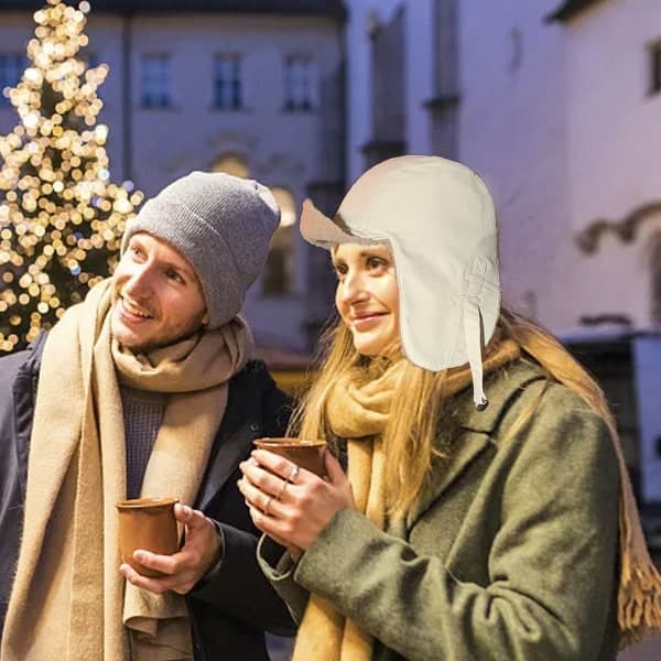 IC 1 Förtjockad vindtät mössa Vinterförtjockad vindtät mössa Vadderad off-white