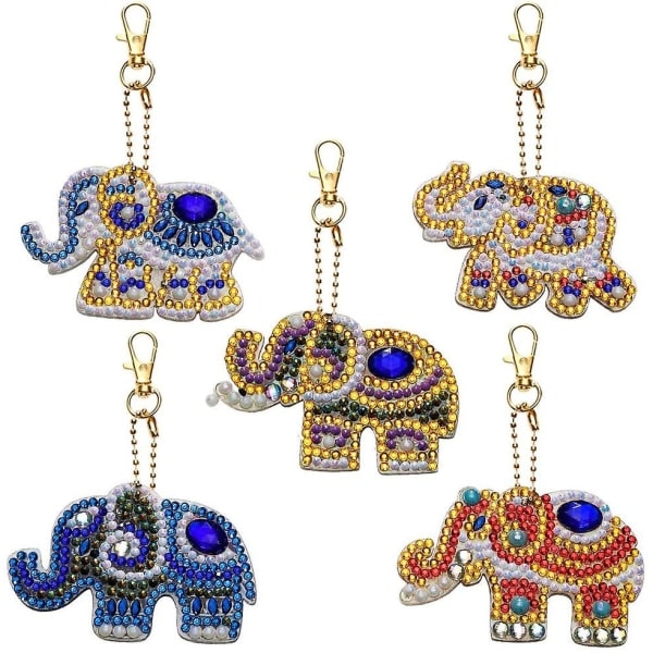 IC 5d DIY Diamantmaleri Nøglering Strassmaleri Broderi Nøglering Dobbeltsidig Borhæng Håndværk Strassmaleri Fuld Kit Charms Gave (