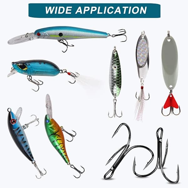 100 pcs Fishing Hook Sharp Treble Hooks Size 3/0 2/0 1/0 2 4 6 8 10 12 14 Tackle 4# 4#