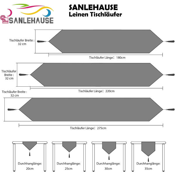IC Grå Linnelöpare 32 x 180 cm, Högkvalitativ Bordslöpare, Enkel Bordslöpare, Modern, Lätt att Sköta för Matbord