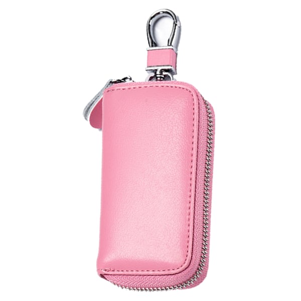 Nyckelväska i läder för män med dragkedja Pink IC