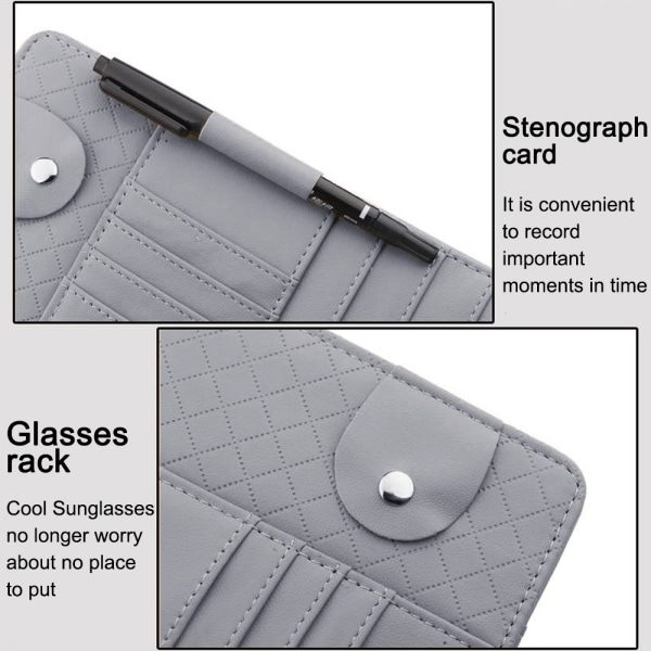 IC Förpackningar Bil Solskydd Organizer, Bil Visir Förvaring Anti-Slip Grey