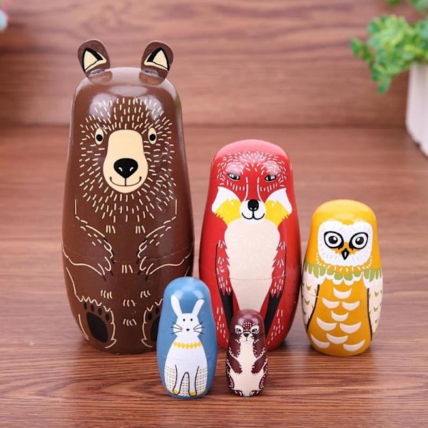 Russiske Dukker / Matryoshka - Babushka Dukke - Dyr Multicolor multifärg