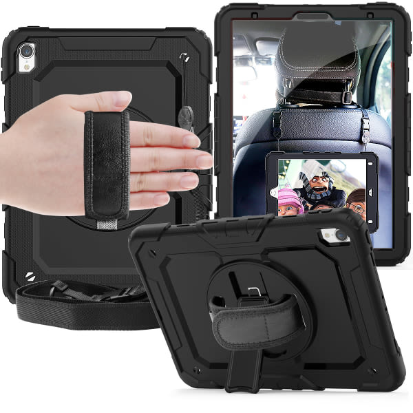 IC Utility-fodral för iPad 10.2 2021/2020 / 2019 [9:e, 8:e och 7:e generationen] Hårt, stötsäkert skydd med 360 graders roterande stativ, axelrem