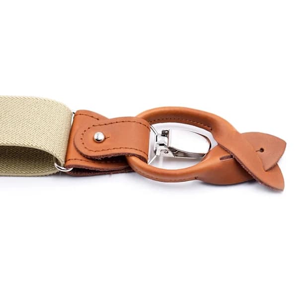 Wholesale Men's Suspenders 3.5cm Width 6 Clips Double Use Brown Elastic Adjustable Button Braces Gray grid 03 Gray grid 03