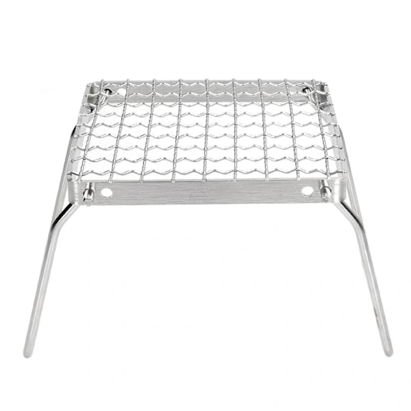 Bärbar campinggrill hopfällbar minigrill i rostfritt stål för picknick, backpacking, utomhusmatlagning, silver