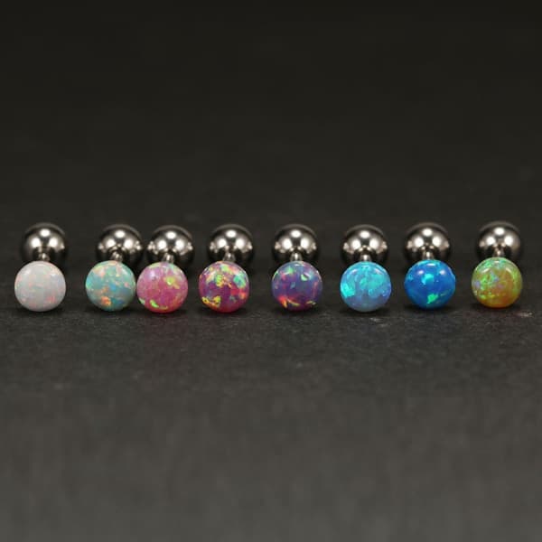 IC 1 stk 4 mm opal titanium stål øreben søm spiral øreringe A3