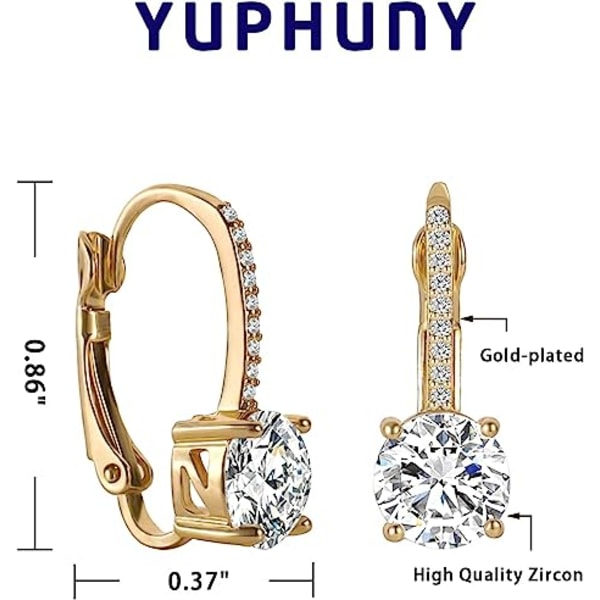IC 1 karat diamanthängande örhängen 18K guldpläterade Cubic Zirconia Hängande spak Bröllopsörhängen Modesmycken för tjejer och kvinnor