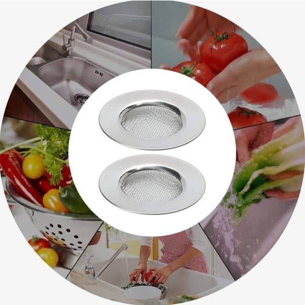Set med 2 rustfrie ståldiskbänksfilter, diskbänksfilter, diskbänksfilter til kjøkken