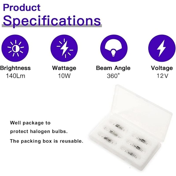 12-pack G4 Halogenlampor 10W 12V 2800K 2 Klara Kapsellampor för Köksfläktar Vardagsrum Sovrum