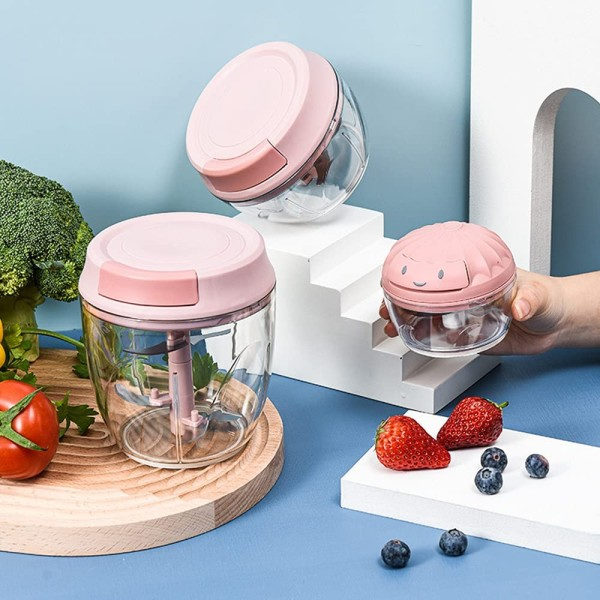 IC Manuel Mini Hvidløgshakker Portabel Kødkværn (Rosa, 160 ml)