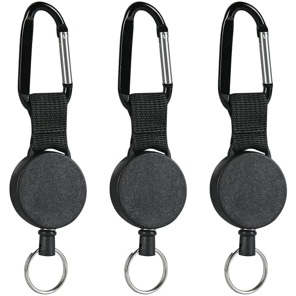 3 innfellbare nøkkelringer, 80 cm stål IC