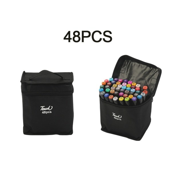 IC 48-pack Tuschpennor med Fodral - Dubbelsidiga Pennor Multifärg