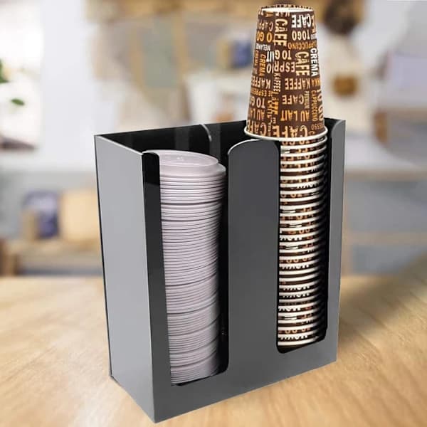 Engångsdispenser för pappersmuggar, akryl kaffemugg och lock förvaringsorganisatör