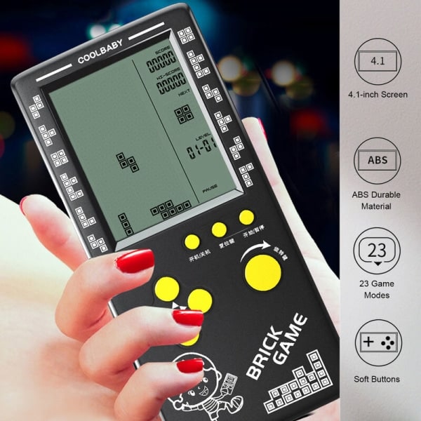 IC RS-100 Tetris-pelikonsoli, 3,6 tuuman musta näyttö, klassinen palikkapelit, pulmapeli pelaajille, käsikonsoli
