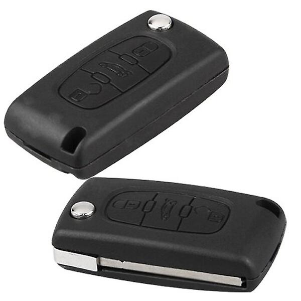 Udskiftning af 3-knaps nøglehus, nøglefob-cover til Peugeot Citroen C2 C3 C4 C5 C6 C8 (sort) IC