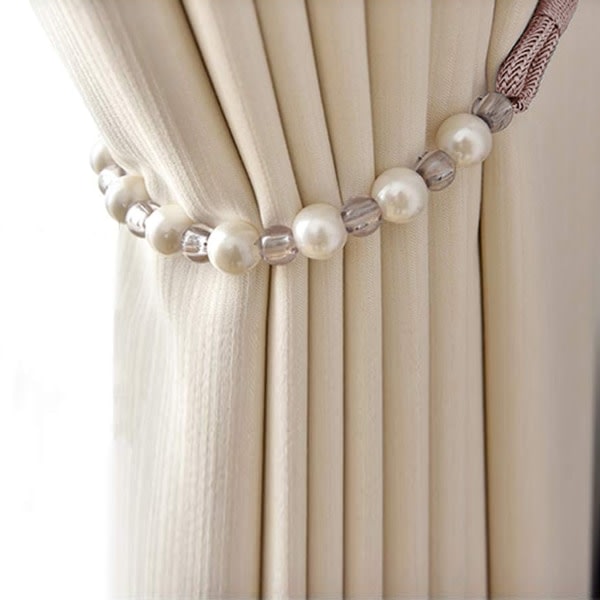 IC 2 par Gardinrep Tiebacks - Pearl Chain Gardinband med Camel färg