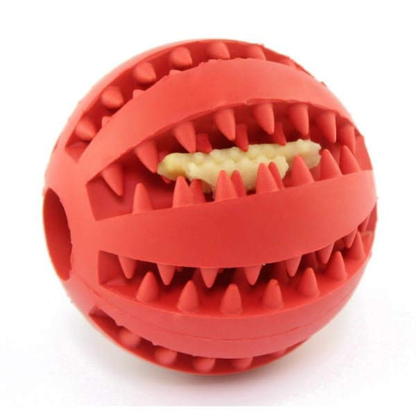 IC 2 st Gummi hundleksak läckande matboll, hundtuggleksak (mörkblå+röd, stor: diameter 7 cm)