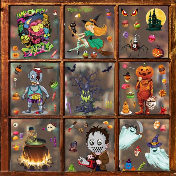 IC Vindu klistremerker, Halloween vindusdekorasjoner, stor statisk