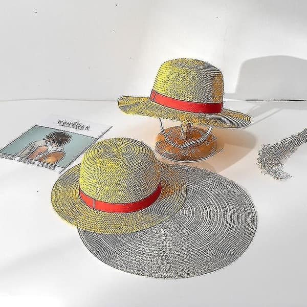 IC Luffy Halmhatt One Piece Cosplay Mössa Anime Sol Strandhattar Halloween Performance Kostym