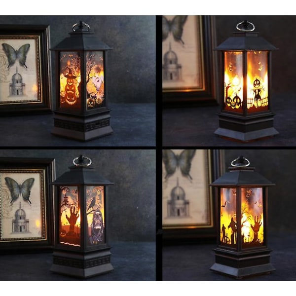 IC Halloween LED-lys Pumpe Hexe Skelet Spøgelygte Hjem Fest Glødende Dekoration Flamme Lys Rekvisit Slot Hexe Pumpe