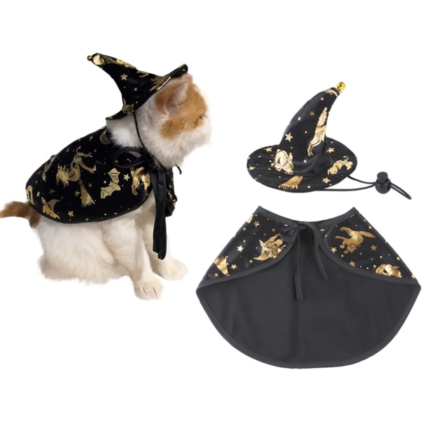 IC Husdjurs-Halloween-dräkter Pet Cape med Trollkarlhatt och Slips Semestervalpkappa Kattdräkter Halloween-husdjursdräktdekoration Kappa för Katter
