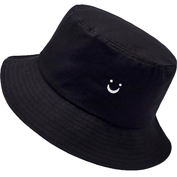 IC Leende Ansikte Bucket Hat för Män Sommarresor Bucket Strand Solhatt Broderi Utomhuskeps för Män Kvinnor