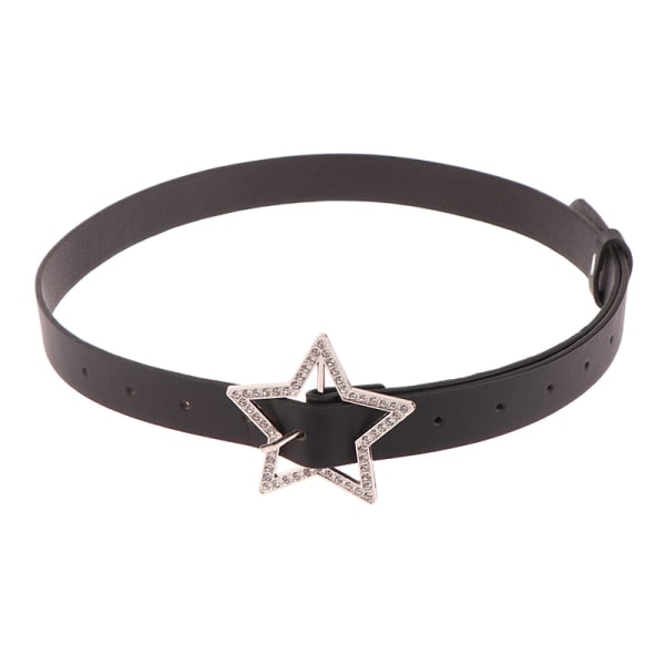 IC Kvinnor Flickor Denim Star PU Läder Rhinestones Bälte Söt Korsett Svart