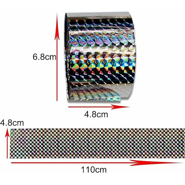Anti-duvremsa Fågelskrämma Dubbelsidig Anti-fågeltejp Holografisk Glänsande för att Skrämma Fåglar Fågelskrämma 4.8cm110m, av DEBUNS