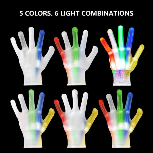 IC LED Halloween-håndskar 12 farger Variabelt lys LED-håndskar Vuxen