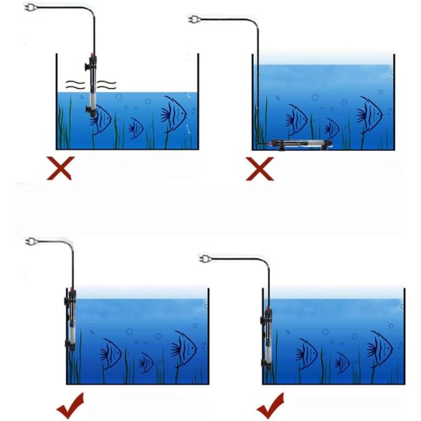 IC Dränkbar fisktankvärmare i glas 100W konstant temperatur