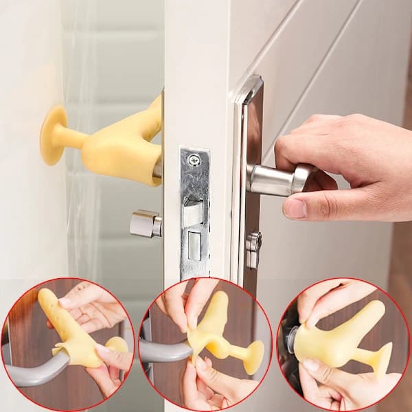 Three Door Handle Covers with Suction Cups, Silicone Door Handle