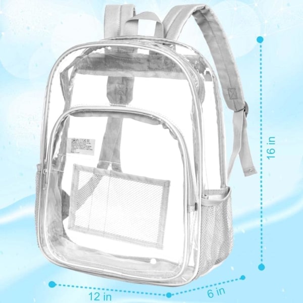 IC AGSDON genomskinlig ryggsäck, kraftig läpinäkyvä bokväska, genomskinlig PVC-ryggsäckar för kvinnor män