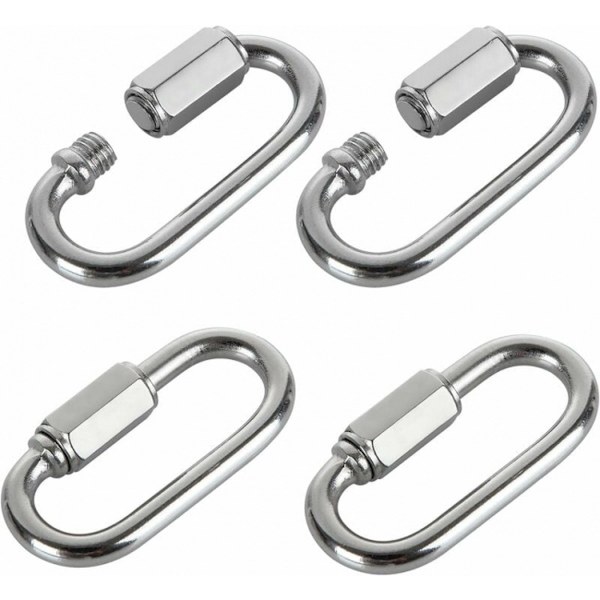 Quick Link Kædeforbinder, 16 Stykker M5/5mm Rustfrit Stål, D-formet til Hængekøjer (Ikke til Klatring)