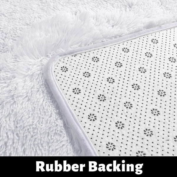 IG Pelsmatte for soverom, Fluffy Circle Rug 4'X4' for barnerom i Hvit 5.2 x 5.2 Fot